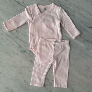 Janie and Jackie, Baby Girl Ribbed Pink Matching Set, 0 - 3 Month
